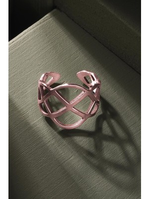 Sonsuzluk Model Sade Ayarlanabilir Gümüş Yüzük 23 - Rose Rengi