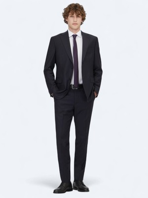 Kip Lacivert Modern Fit Yün Karışımlı Takım Elbise