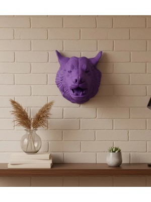 Lowell Home Özel Seri Mor Kurt Duvar Süsü Hediyelik Dekoratif Asılabilir Heykel