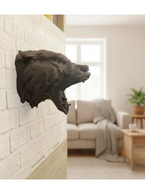 Lowell Home Dekoratif Asılabilir Siyah Ayı Başı 3D Duvar Heykeli 25X19 cm