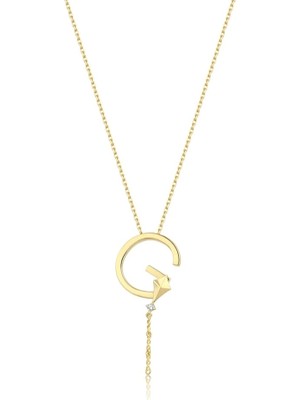 Alya Harf Kolye Gold Renkli Çelik G Uçurtma Detaylı Kolye