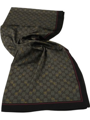 Gucci Vual Ipek Şal G Desen Acı Kahve Bordo