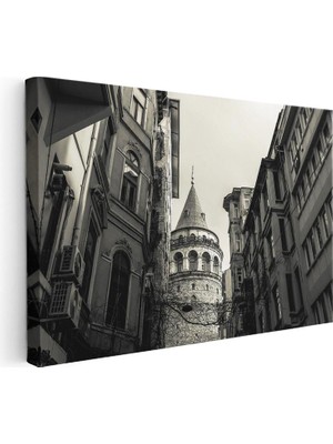 Tablofest Yatay Kanvas Tablo Galata Kulesi Tarihi Sokak Şehir Mimari Tablo Ev Ofis Duvar Dekoru