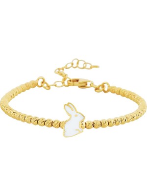 Cherry By Özkonak Tavşan Figürlü 14 Ayar Altın Çocuk Bileklik