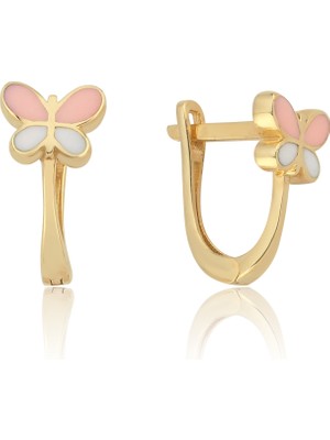 Cherry By Özkonak Pembe Kelebek Çocuk Küpesi