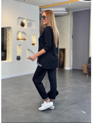 Sidelya Concept Kadın Uzun Kollu Ribana ve Fermuar Detay Bluz ve Yüksel Bel Pantolon 2li Takım