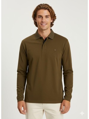 Jack & Jones Jprccrodney Ls Polo Yaka Haki Erkek Sweat Shirt 12259645