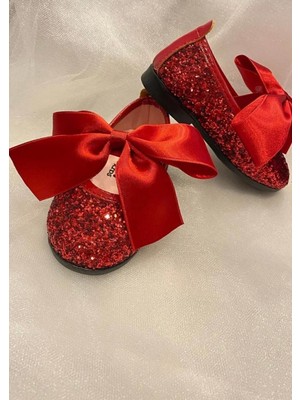 Gala Stil Gala Üstü Fiyonklu Simli Kız Çocuk Babet