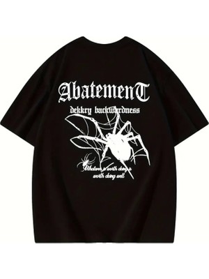 Sidelya Concept Baskılı Oversize Bisiklet Yaka T-Shirt - Siyah