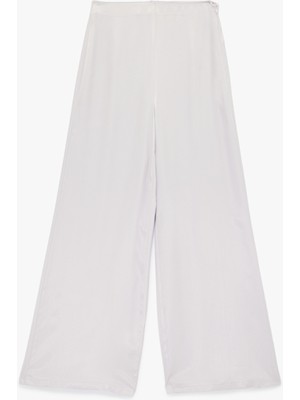 Koton Yüksek Bel Düz Geniş Paça Saten Pantolon