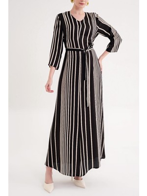 Societa Çizgili Bol kesim kemerli elbise 94697