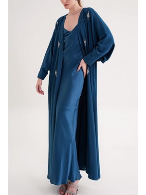 Societa Petrol Taş işlemeli uzun kollu kaftan 94715