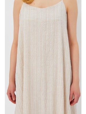 Sidelya Concept Askılı Uzun Çan Elbise - Natür
