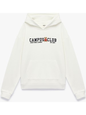 Koton Uzun Kollu Baskılı Kanguru Cepli Kapşonlu Sweatshirt