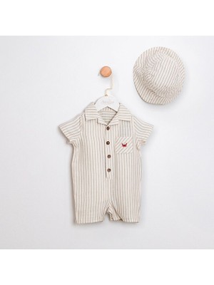 ministok Cedric Soft Kumaş Şapkalı Erkek Bebek Tulum