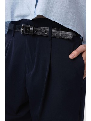 Antioch Siyah Timsah Derisi Görünüm Kadın Kemer