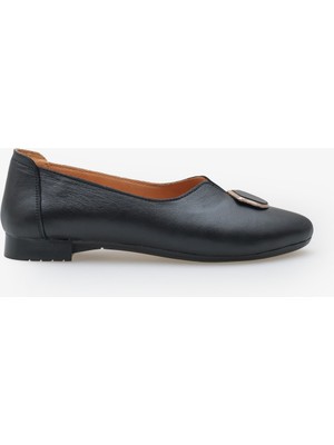 Divina Kadın Hakiki Deri Babet - Siyah