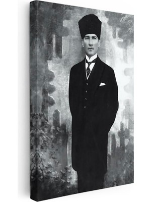 Tablofest Dikey Kanvas Tablo Atatürk Kalpaklı Tam Boy Atatürk Tablosu Ev Ofis Duvar Dekoru