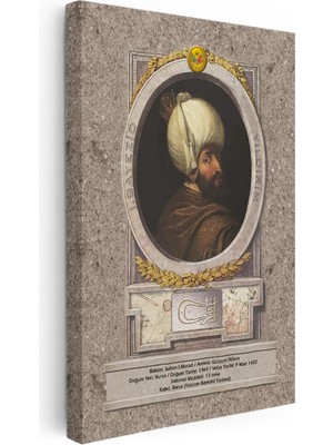 Tablofest Dikey Kanvas Tablo Sultan Birinci Bayezid Tarihi Portre Osmanlı Tablosu Ev Ofis Duvar Dekoru