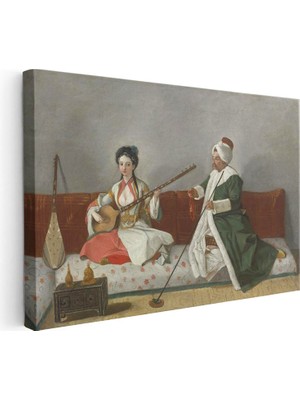 Tablofest Yatay Kanvas Tablo Müzisyen Cariye Ağa Osmanlı Tablosu Ev Ofis Duvar Dekoru