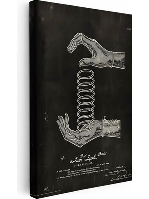 Tablofest Dikey Kanvas Tablo Ellerde Yay Mekanizması Patent Teknik Vintage Tablo Ev Ofis Duvar Dekoru