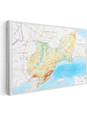 Tablofest Yatay Kanvas Tablo Tekirdağ Doğal Yüzey Harita Tablosu Ev Ofis Duvar Dekoru