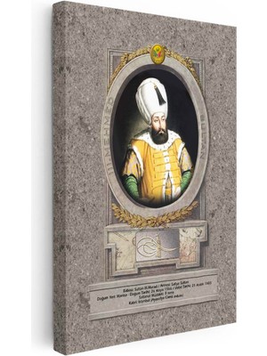 Tablofest Dikey Kanvas Tablo Üçüncü Mehmed Han Padişah Portresi Osmanlı Tablosu Ev Ofis Duvar Dekoru