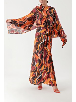 Societa Desenli Beli lastikli pantolonlu etekli şallı dörtlü takım 12326