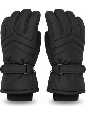 Mustran Kadın İçi Polarlı Suya Dayanıklı S/M ve L Beden Kar Kayak Motosiklet Eldiveni Siyah