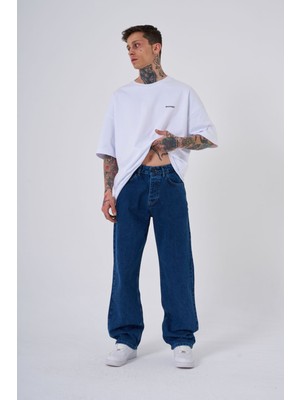 Machinist Erkek Baggy Fit Relaxed Jean Pantolon Koyu Aqua