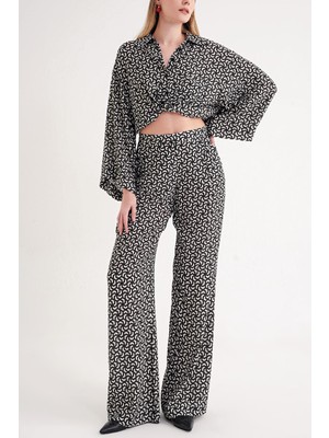 Societa Desenli Beli lastikli bol paça pantolon 41659