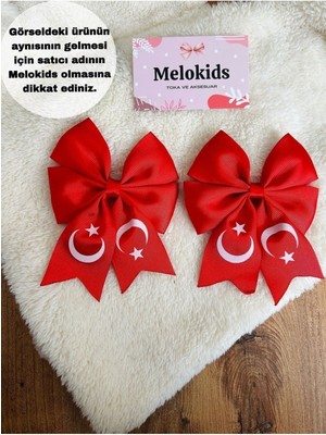 MELOKİDS Kırmızı Türk Bayrağı Desenli Kadın Lastikli Toka Seti 23NISAN,19MAYIS,29EKIM