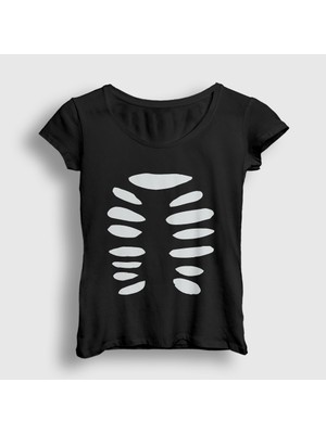 Presmono Kadın Siyah Cadılar Bayramı Halloween Çift Sevgili Iskelet T-Shirt