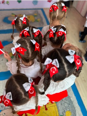 MELOKİDS Türk Bayrağı ve Atatürk Imzası Desenli Klipsli Toka 23 Nisan,29 Ekim