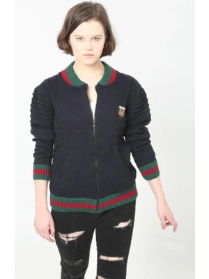 Sidelya Concept Tam Fermuarlı Triko Hırka - Lacivert