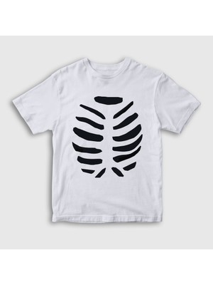 Presmono Unisex Çocuk Beyaz Cadılar Bayramı Halloween Çift Sevgili Iskelet T-Shirt