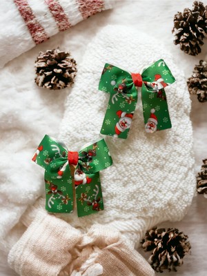 MELOKİDS Yılbaşı Noel Baba Desenli 2 Li Klipsli Toka