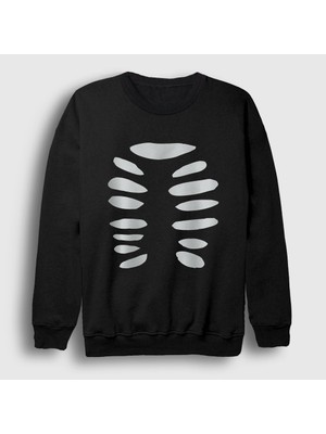 Presmono Unisex Siyah Cadılar Bayramı Halloween Çift Sevgili Iskelet Sweatshirt