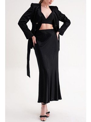 Societa Siyah Beli lastikli uzun etek 81333