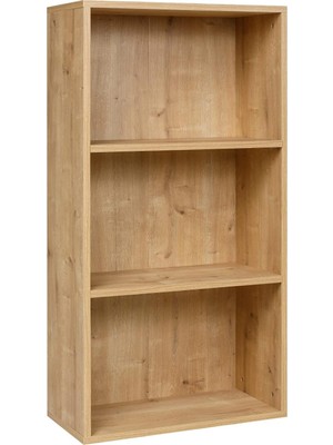 Furni 24 Dekoratif 3 Bölmeli Kitaplık, Ofis Kitaplığı, Evrak Dergi Rafı, Aksesuar Rafı