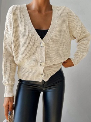 Sidelya Concept Kadın Uzun Kollu Düğme Detay Triko Bluz