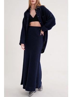 Societa Lacivert Beli lastikli uzun etek 81338