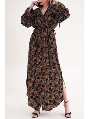 Societa Kahve Bağcık detaylı gömlek elbise 94564