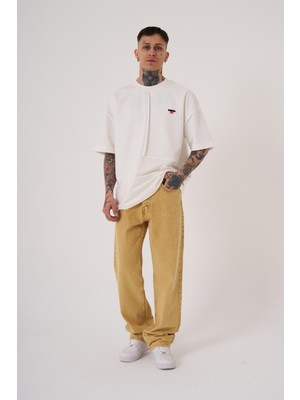 Machinist Erkek Baggy Fit Relaxed Jean Pantolon Altın