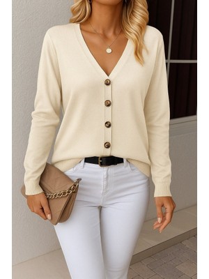 Sidelya Concept Kasın Uzun Kollu Önü Düğmeli Kısa Hırka