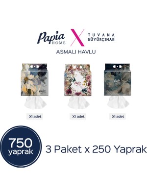 Papia Home Asmalı Havlu 750 Yaprak (3 Paketx250 Yaprak)