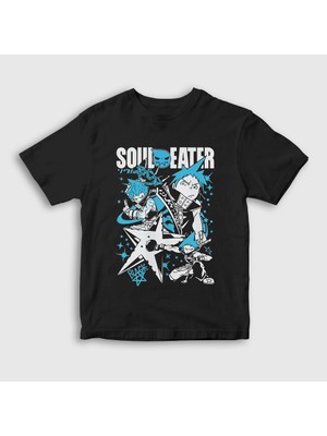 Presmono Unisex Çocuk Siyah Black Star Soul Eater T-Shirt