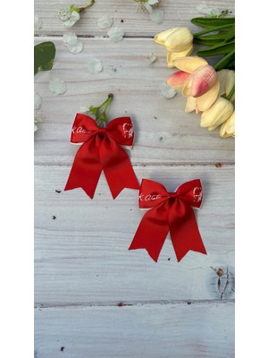 MELOKİDS Atatürk Desenli Kurdele Saç Tokası - 2 Adet Klipsli/ 29 Ekim,19 Mayıs,23 Nisan Tokası