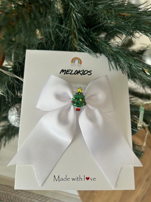 MELOKİDS Beyaz Çam Ağacı  Figürlü Lastikli Kurdele Saç Tokası