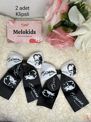 MELOKİDS Atatürk Silüeti ve Imzası 10 Kasım Temalı Kurdele Toka